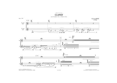 Clansy (5'30'') (8e) (collection Vent De Sax) Pour Saxophone Alto Et Clarinette