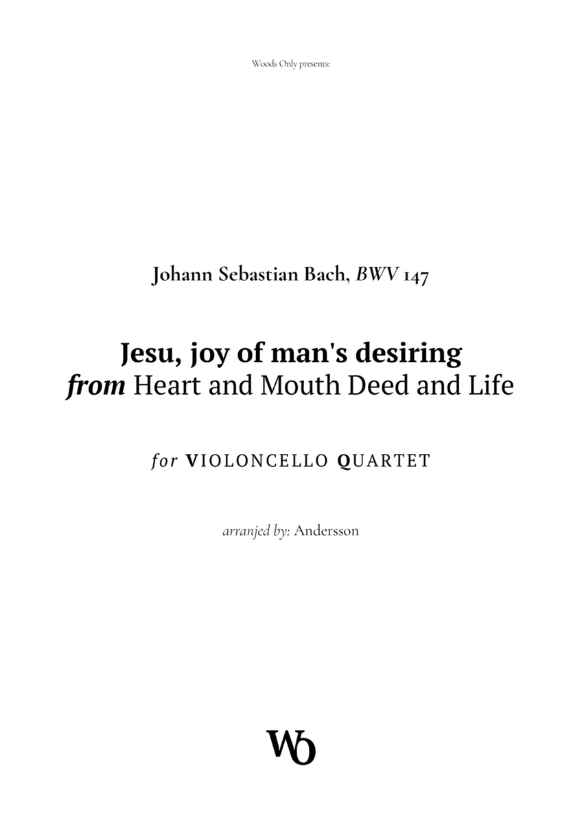 Jesu, joy of man's desiring by Bach for Cello Quartet image number null