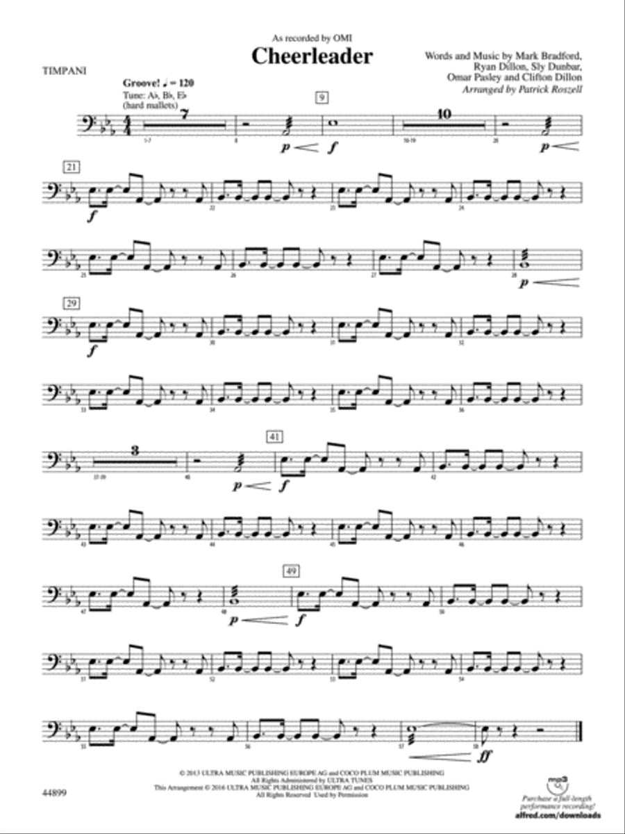 Cheerleader: Timpani Concert Band scores gallery preview page 1
