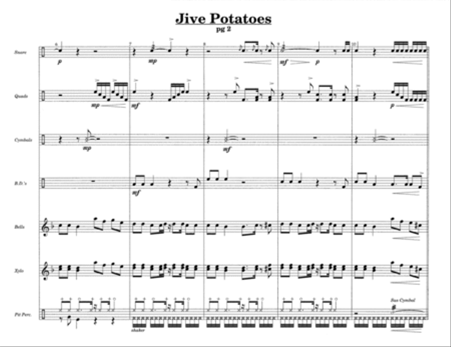 Jive Potatoes w/Tutor Tracks Percussion Ensemble scores gallery preview page 4