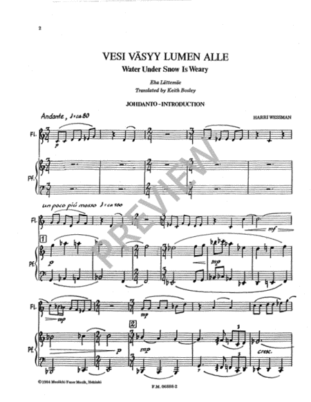 Water Under Snow Is Weary (Full Score and Instrumental Parts))