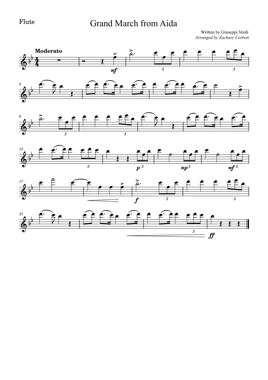 Grand March from Aida Grand March from Aida Flute Solo scores gallery preview page 1