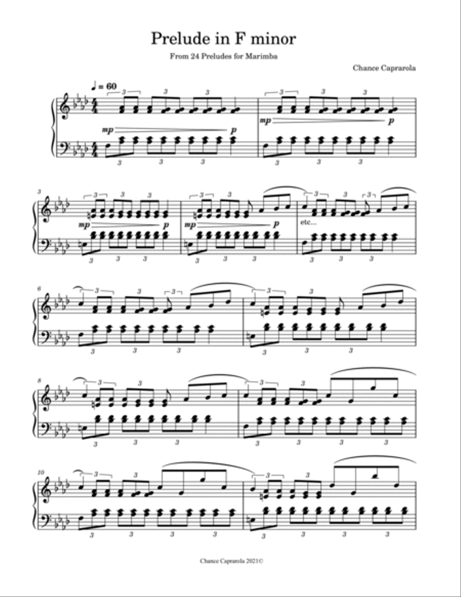 Prelude in F Minor - 4.3 Octave Marimba Solo Marimba scores gallery preview page 4