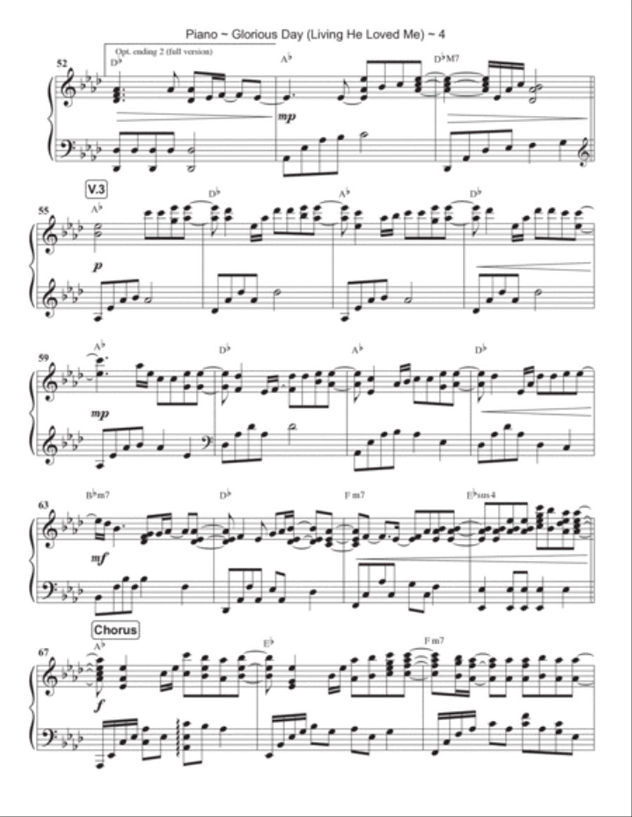 Glorious Day (living He Loved Me) Piano Solo scores gallery preview page 5