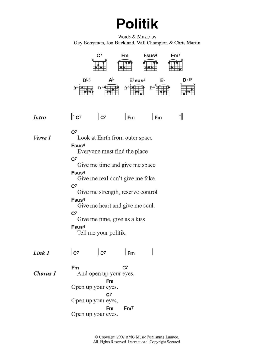 Politik Easy Guitar scores gallery preview page 1