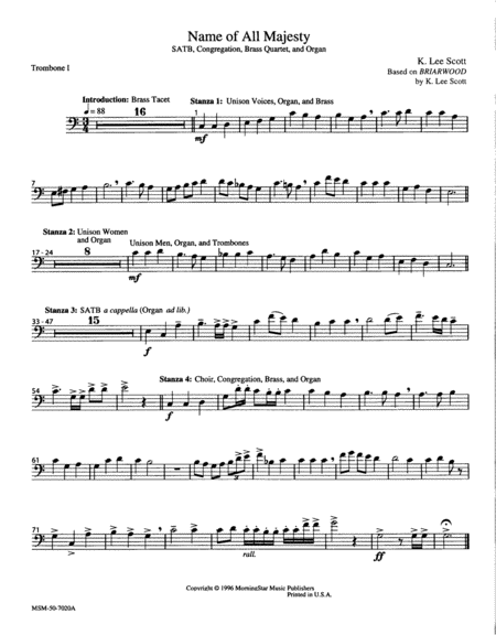 Name of All Majesty (Downloadable Brass Quartet Parts)