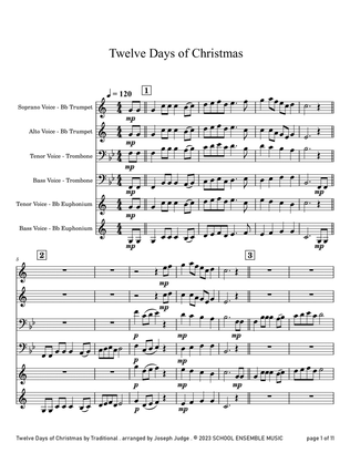 Twelve Days Of Christmas for Brass Quartet in Schools