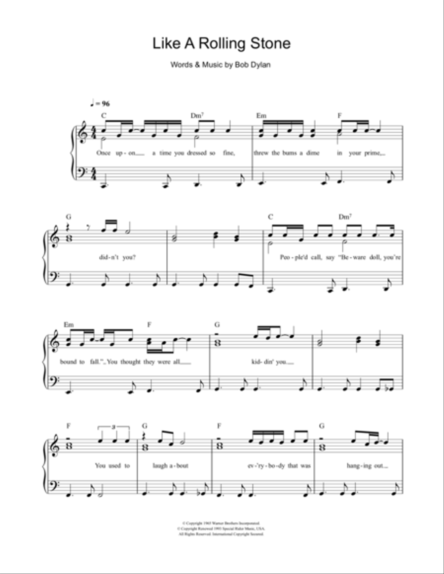 Like A Rolling Stone Voice scores gallery preview page 1
