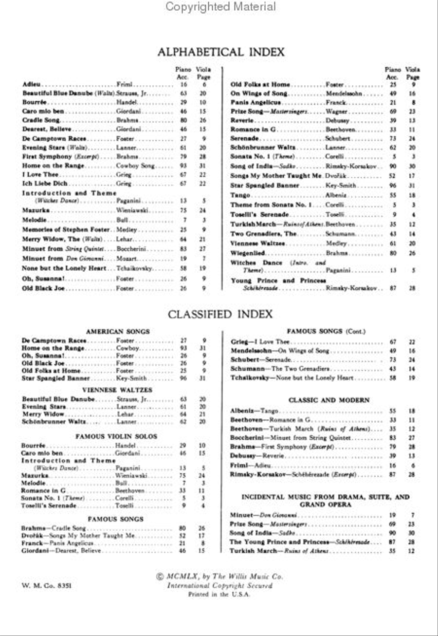 Viola & Piano-43 Famous Comps. Viola scores gallery preview page 2