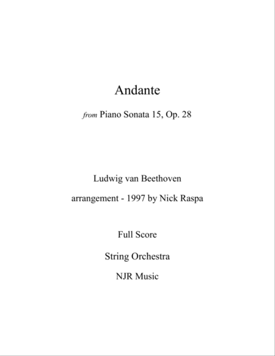 Andante from Piano Sonata 15 arranged for string orchestra (Full Set) String Orchestra scores gallery preview page 3