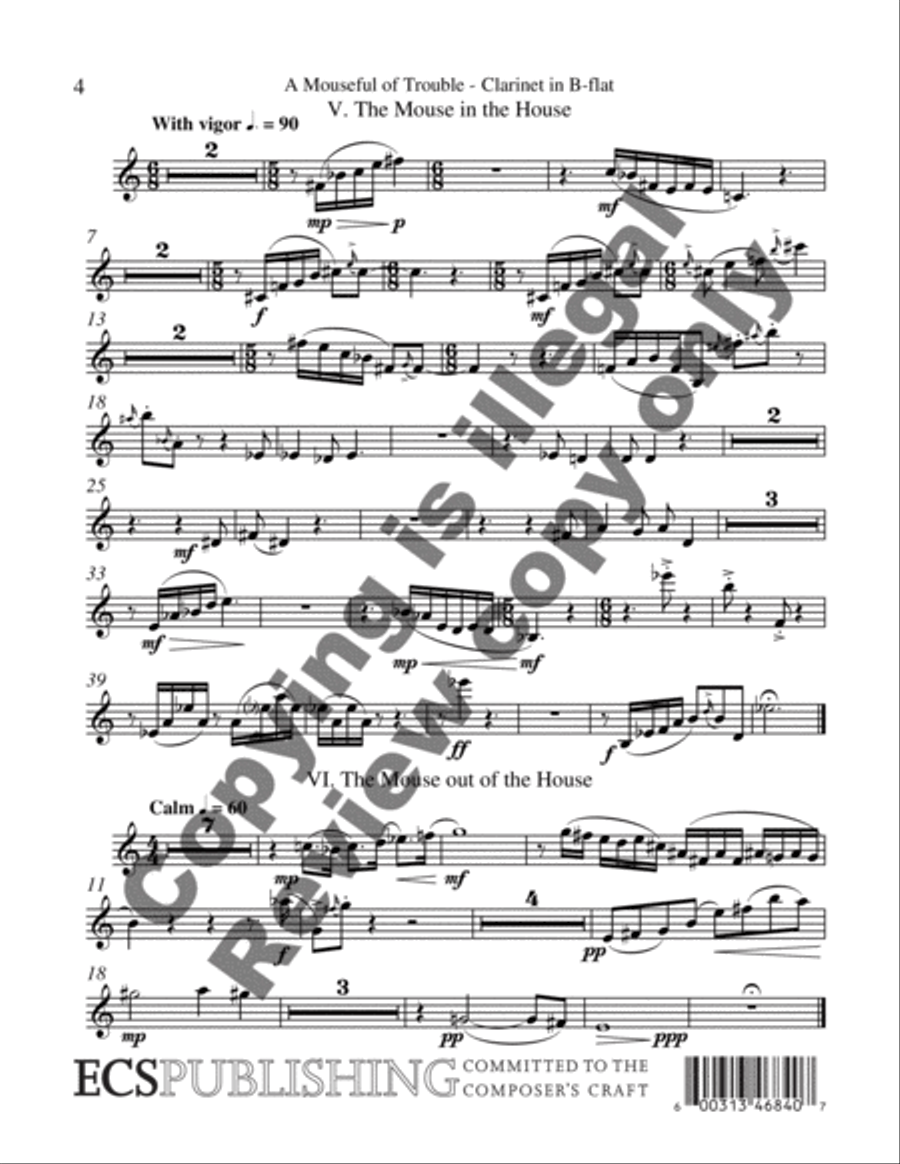 A Mouseful of Trouble (Clarinet Part) 4-Part scores gallery preview page 4