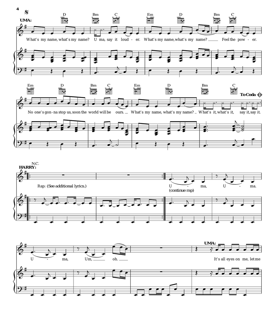 What's My Name (from Disney's Descendants 2) Piano, Vocal, Guitar scores gallery preview page 4