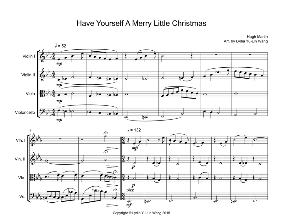 Have Yourself A Merry Little Christmas String Quartet scores gallery preview page 1