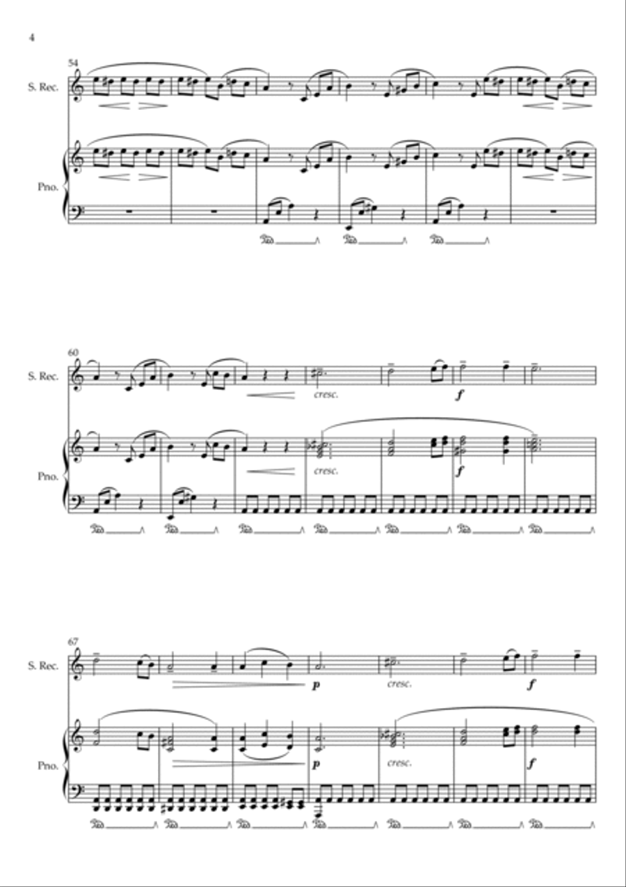 Für Elise (For Elise) - for Recorder and Piano accompaniment - with Piano Play along Recorder scores gallery preview page 4