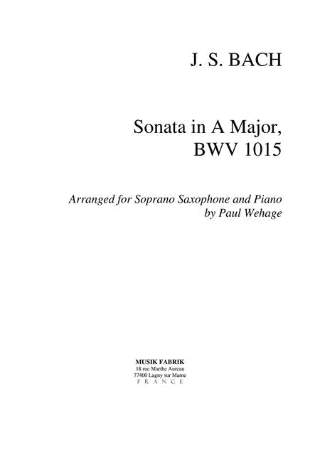 Sonata A major BWV 1015