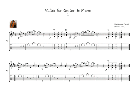 Valses for Guitar and Piano duet by Carulli image number null