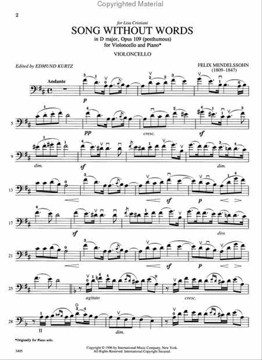 Song Without Words in D major, Op. 109 post. Piano Accompaniment scores gallery preview page 2