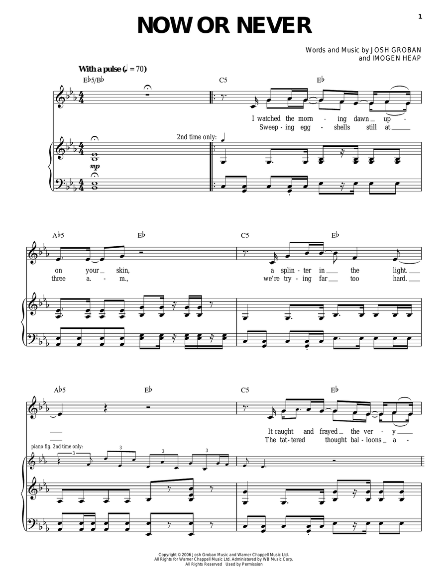Now Or Never Piano, Vocal scores gallery preview page 1