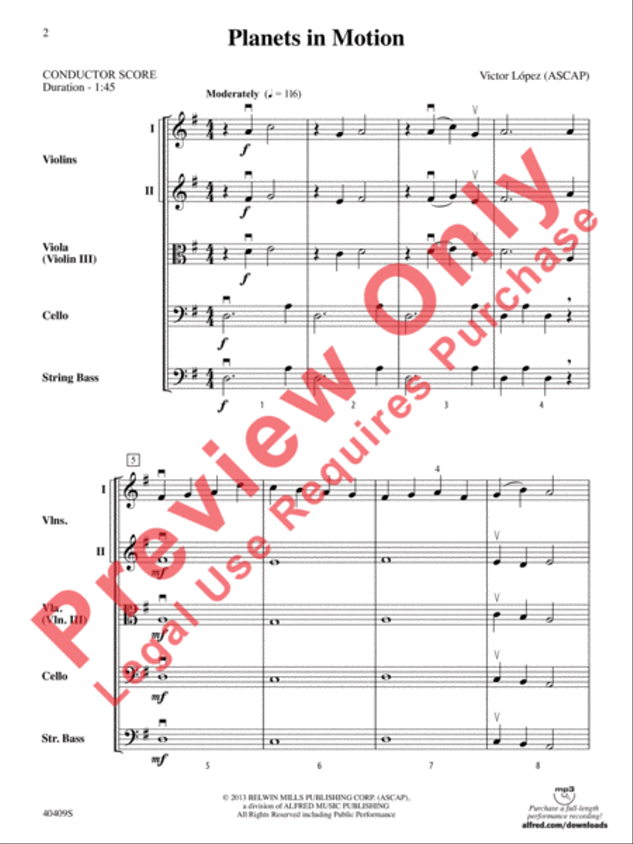 Planets in Motion String Orchestra scores gallery preview page 3