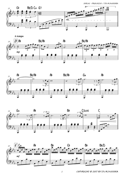 Sorae - Prologue - Piano Solo - Digital Sheet Music