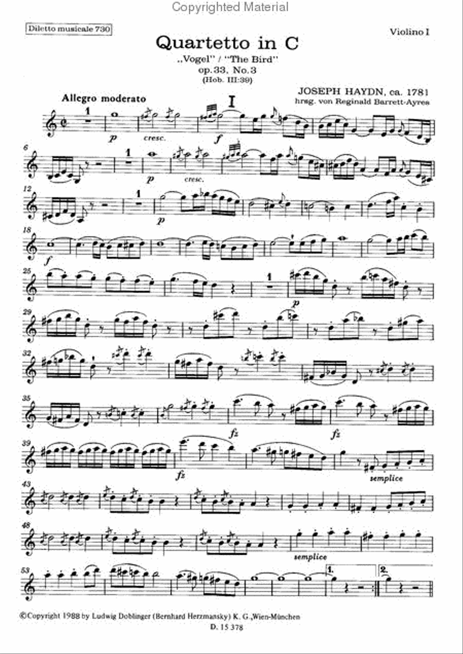 Streichquartett C-Dur op. 33 / 3 String Quartet scores gallery preview page 2
