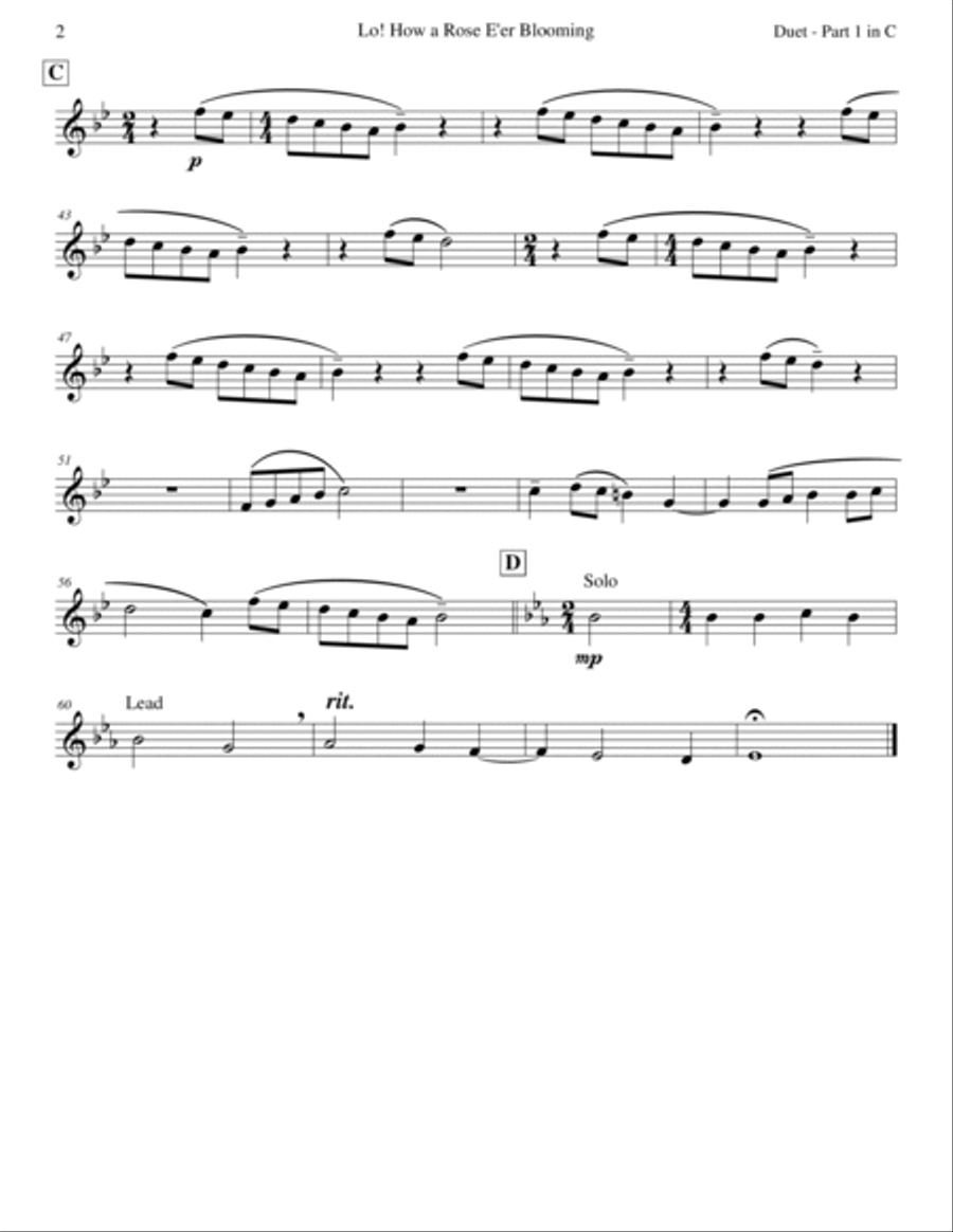 Lo! How a Rose E'er Blooming (Mixed Duet) Score and Parts scores gallery preview page 6