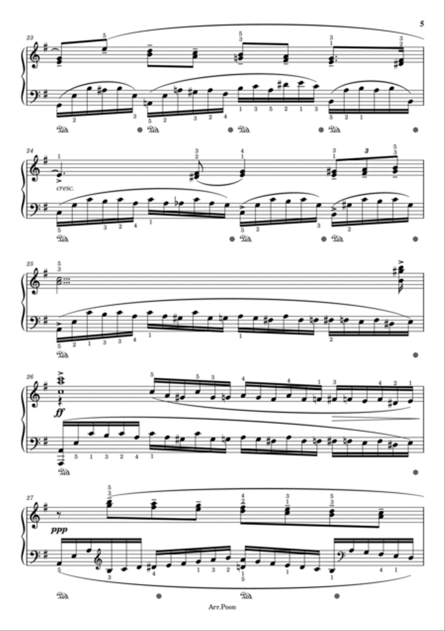 Rachmaninoff - Moment Musicaux in E minor - Op.16 No.4 - Original With Fingered - For Piano Solo Piano Solo scores gallery preview page 5