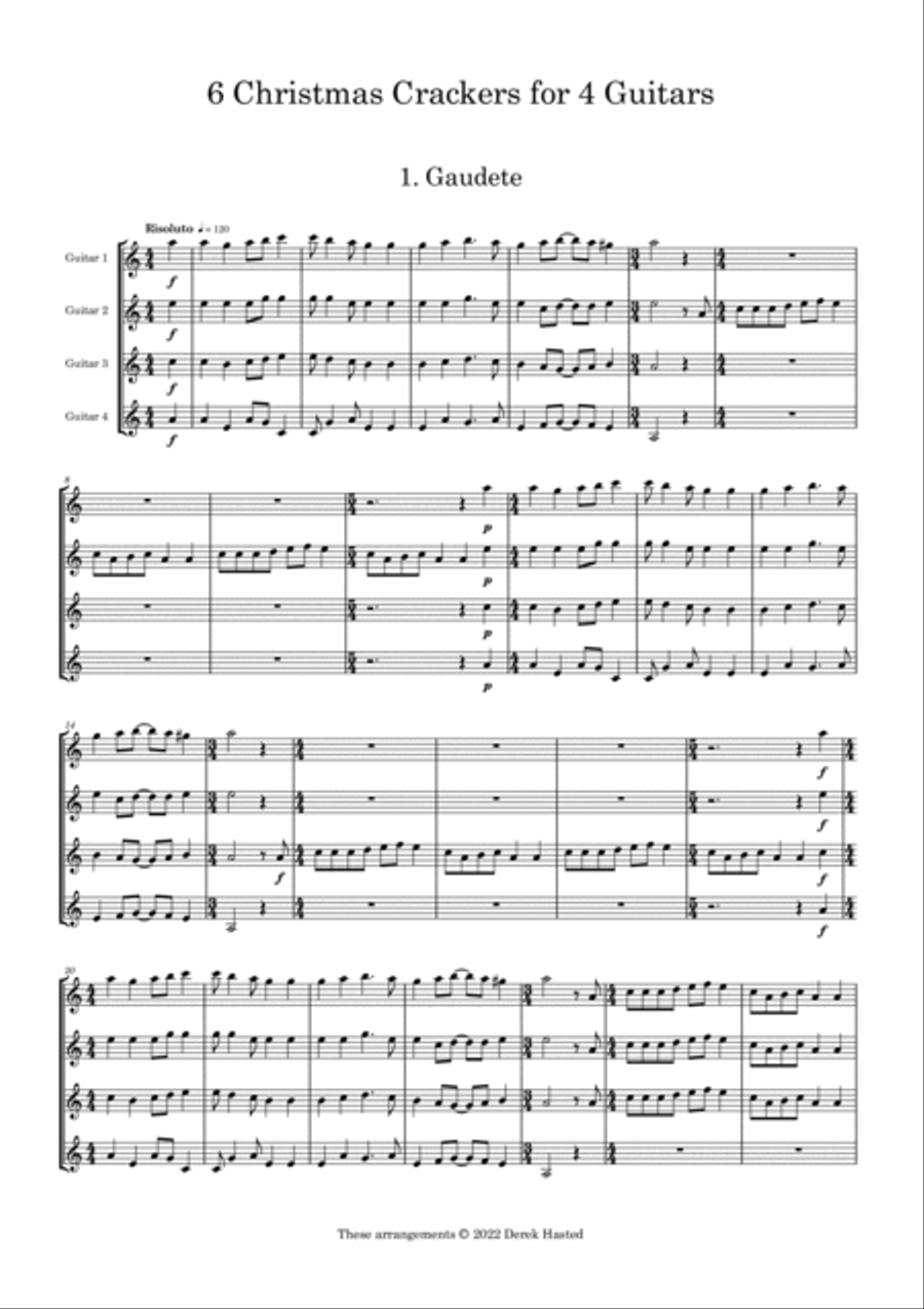 6 Christmas Crackers for 4 guitars or large ensemble Large Ensemble scores gallery preview page 4