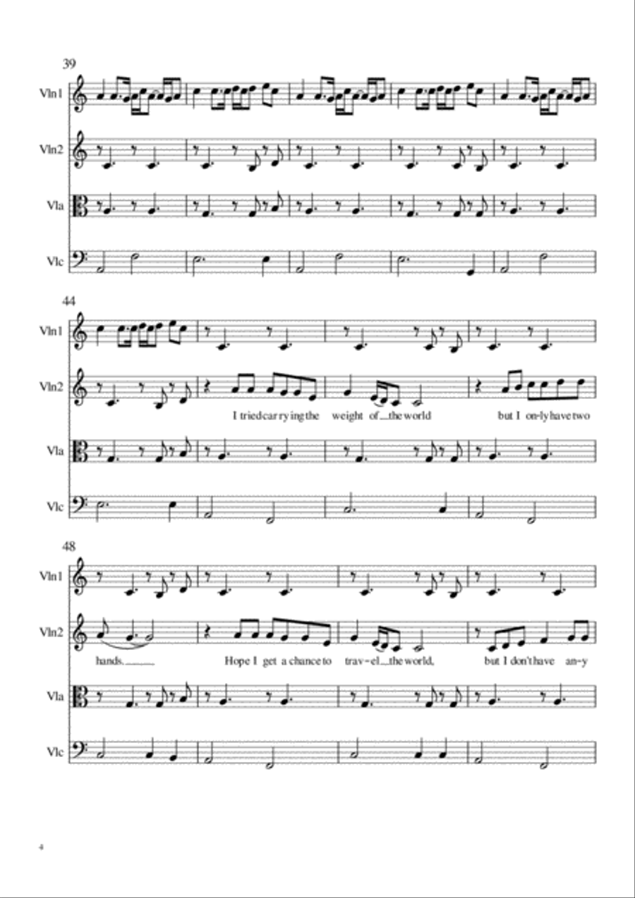 Wake Me Up Wake Me Up String Quartet scores gallery preview page 4