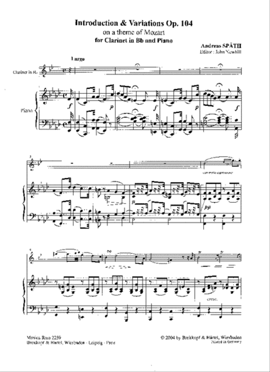 Introduction and Variations on a Theme by Mozart Op. 104 Clarinet Solo scores gallery preview page 2