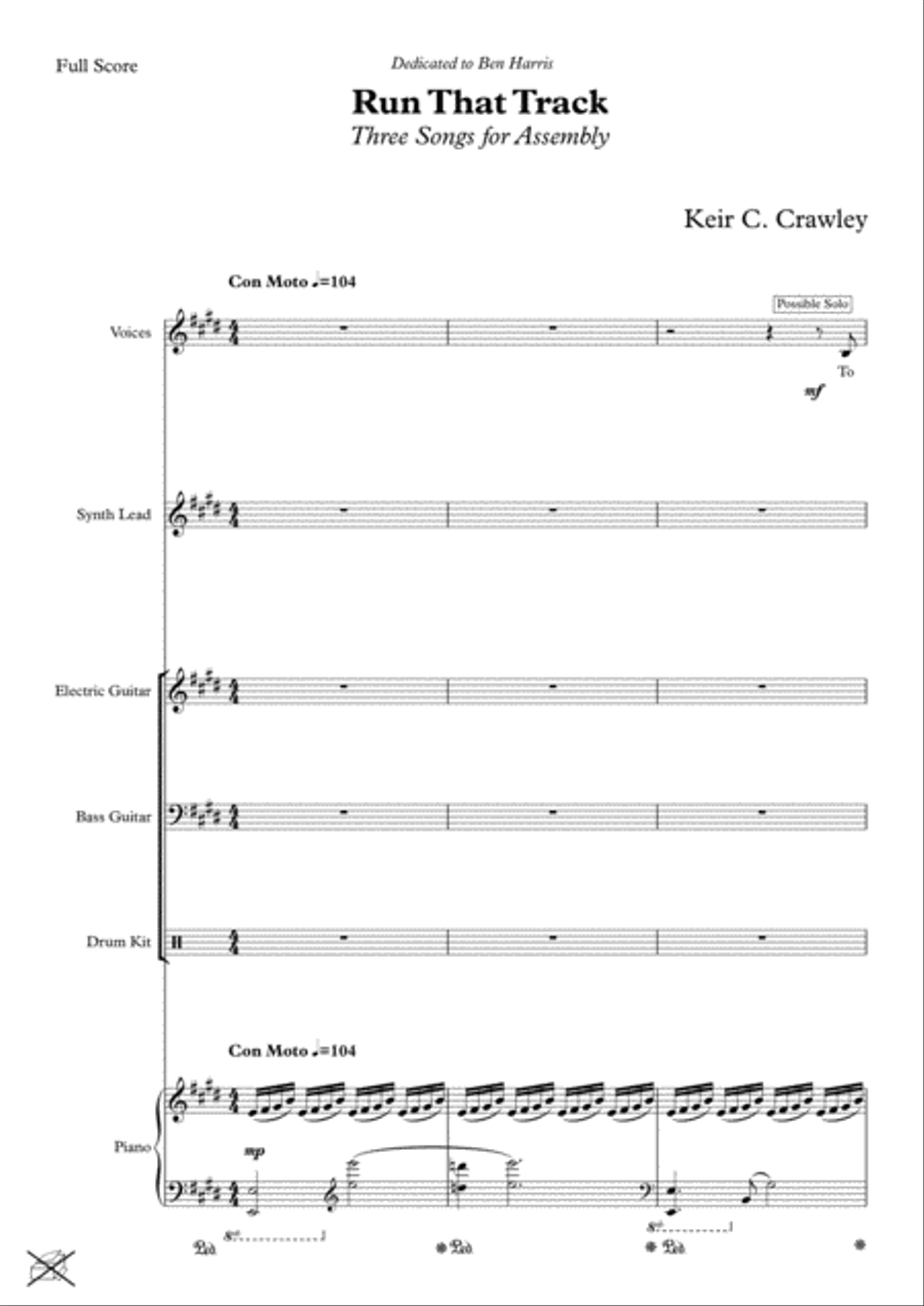 Three Songs for Assembly - Full Score Unison Choir scores gallery preview page 3