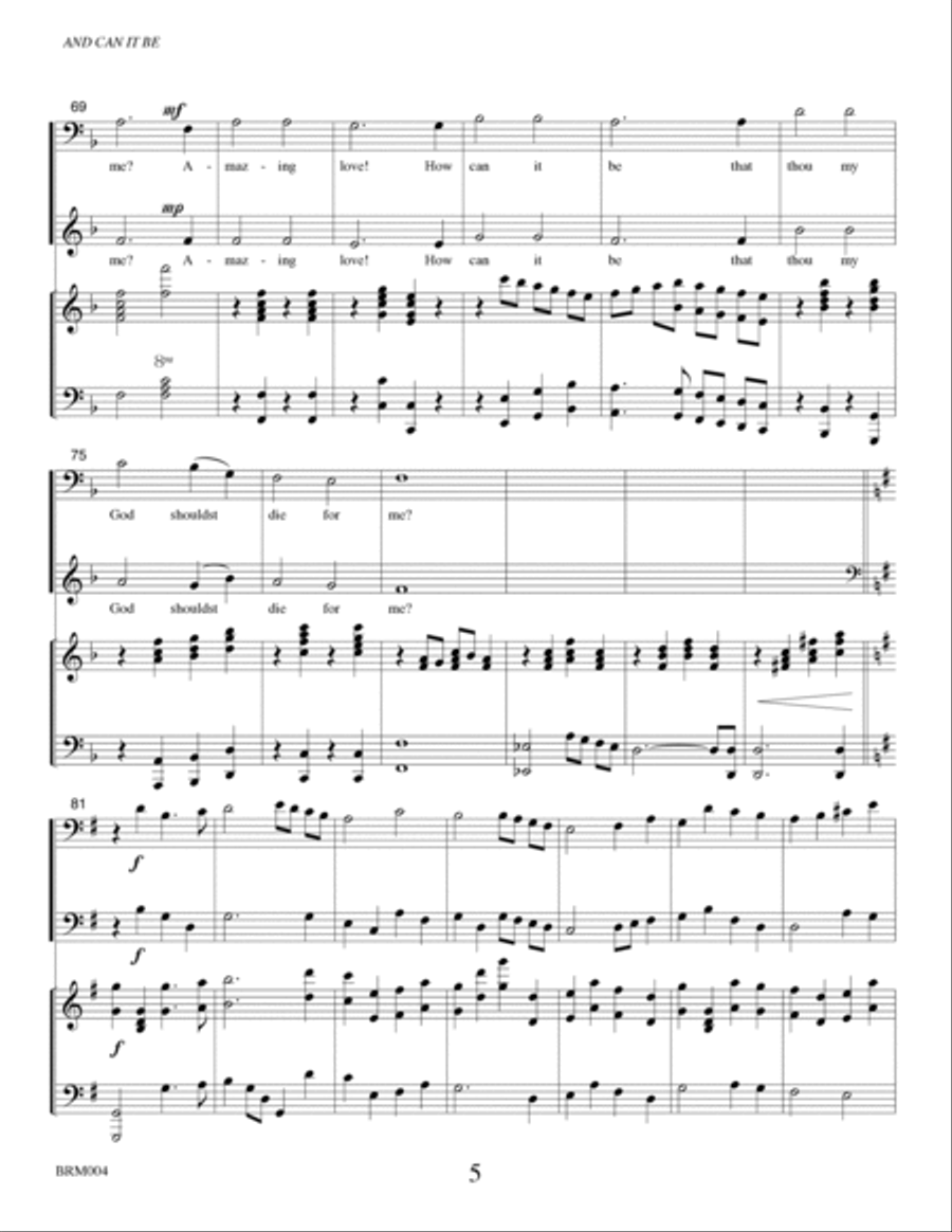 AND CAN IT BE - Trombone Duet with Piano. Optional M/F Vocal on one verse (or Congregation) Grade 2+ Choir scores gallery preview page 5