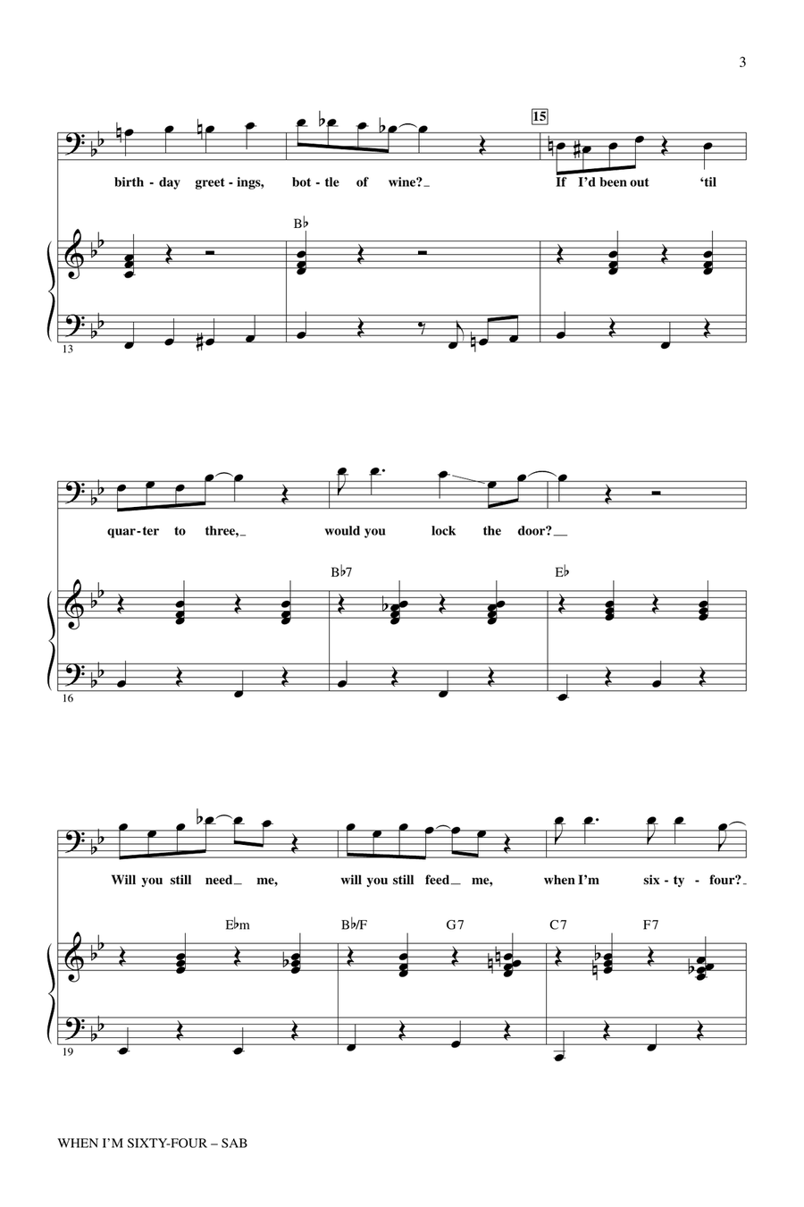 When I'm Sixty-Four 3-Part scores gallery preview page 2