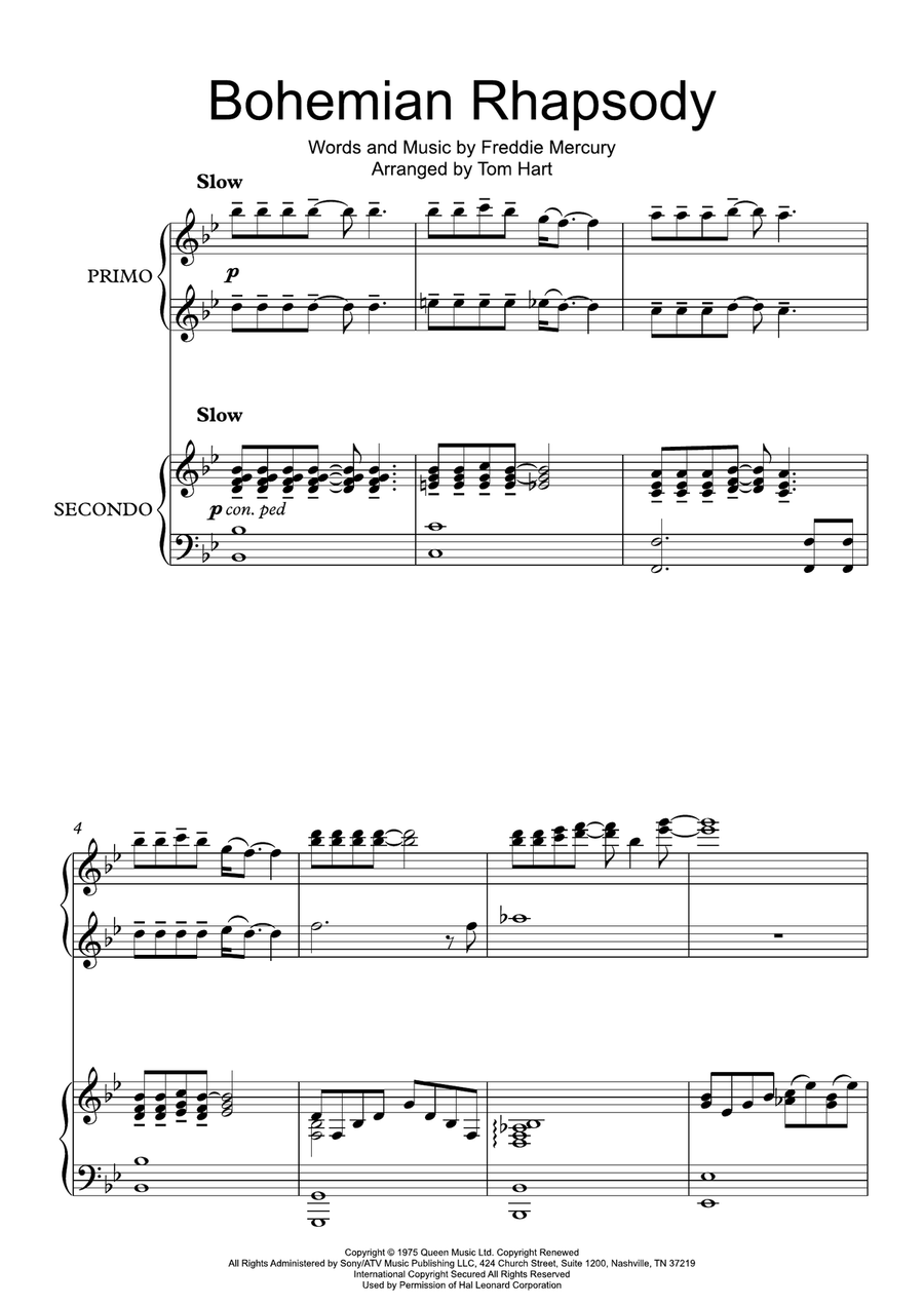 Bohemian Rhapsody 1 Piano, 4-Hands scores gallery preview page 1
