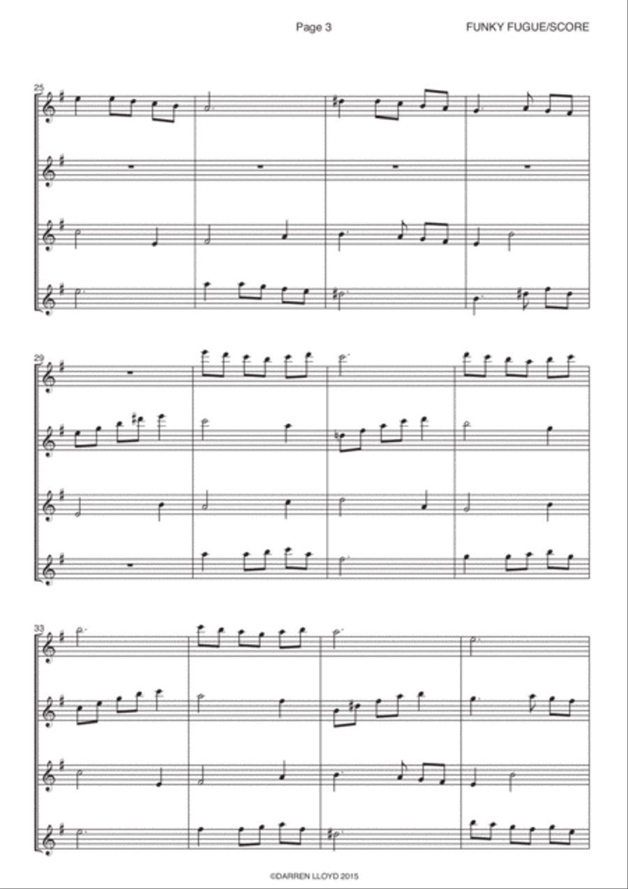 Funky fugue - Flute quartet Flute Quartet scores gallery preview page 3