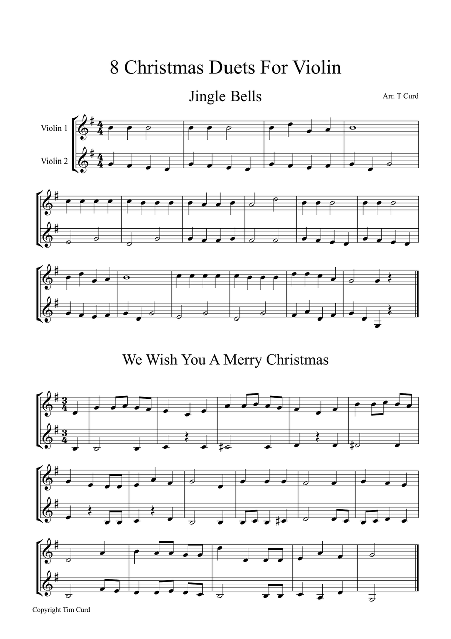 8 Christmas Duets For Violin String Duet scores gallery preview page 1