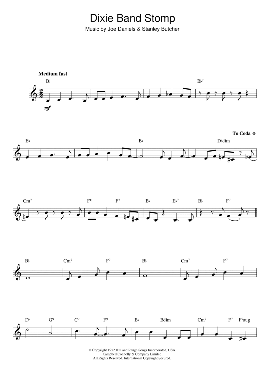 Dixie Band Stomp (Top Line) Piano scores gallery preview page 1
