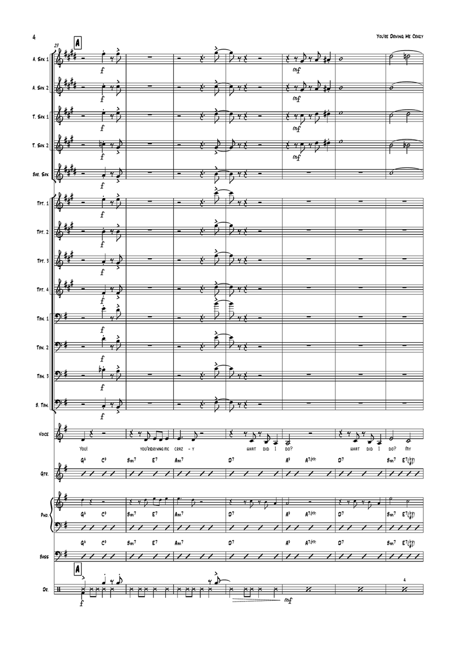 You're Driving Me Crazy! (What Did I Do?) Jazz Ensemble scores gallery preview page 4