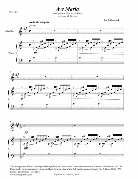 Bach-Gounod: Ave Maria for Alto Sax & Piano image number null