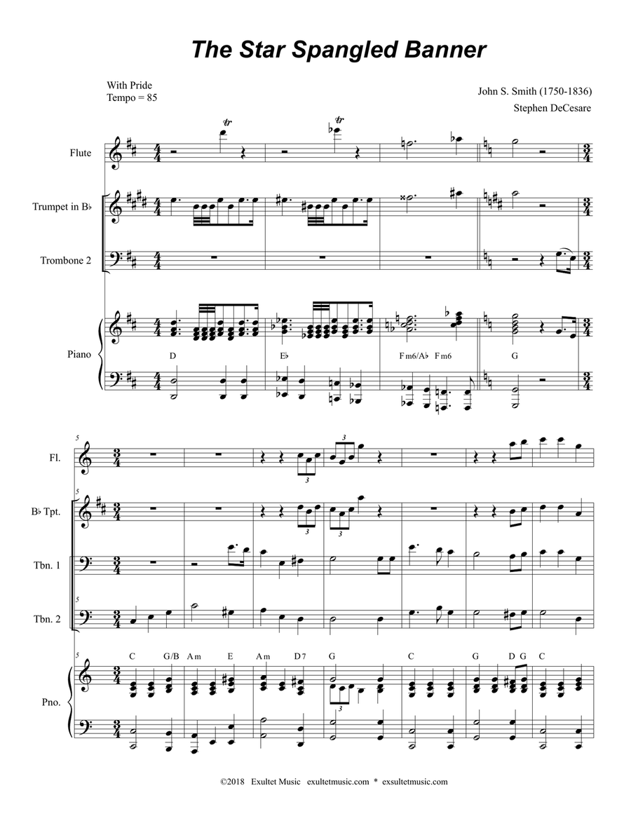 The Star Spangled Banner (Trombone Duet) Trombone Duet scores gallery preview page 2