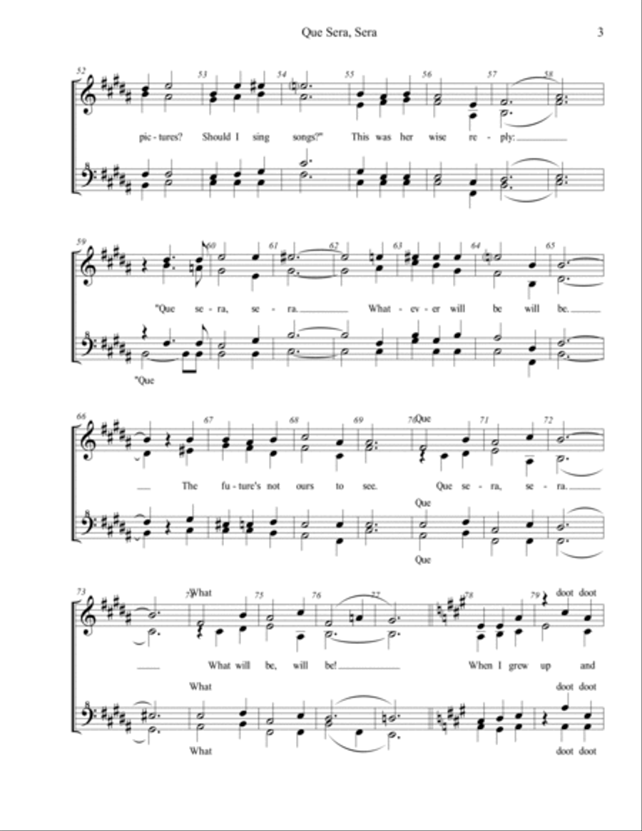 Que Sera, Sera (whatever Will Be, Will Be) SSAA scores gallery preview page 3