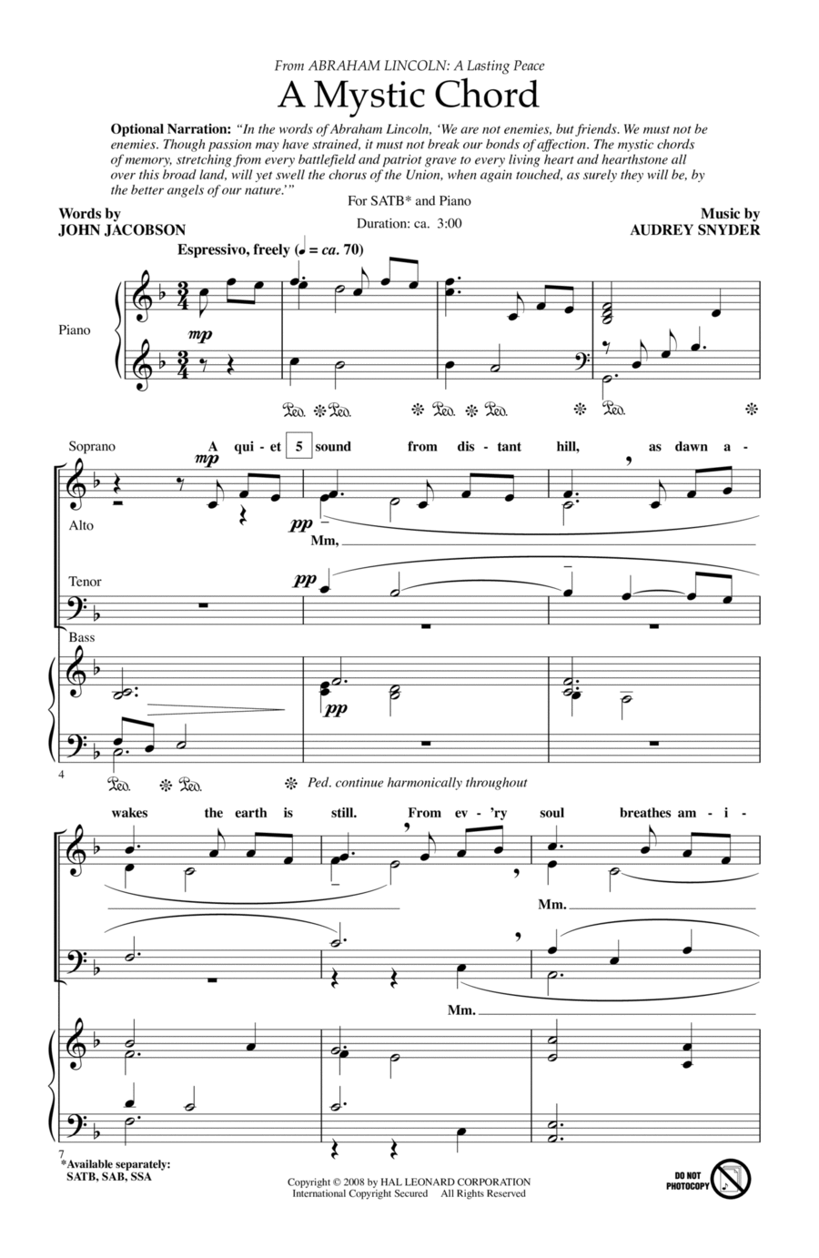 A Mystic Chord 4-Part scores gallery preview page 1