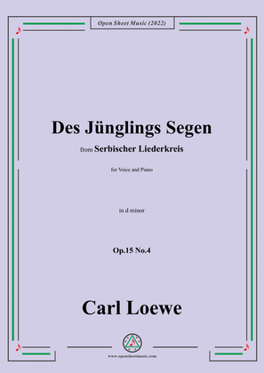 Book cover for Loewe-Des Junglings Segen,in d minor,Op.15 No.4