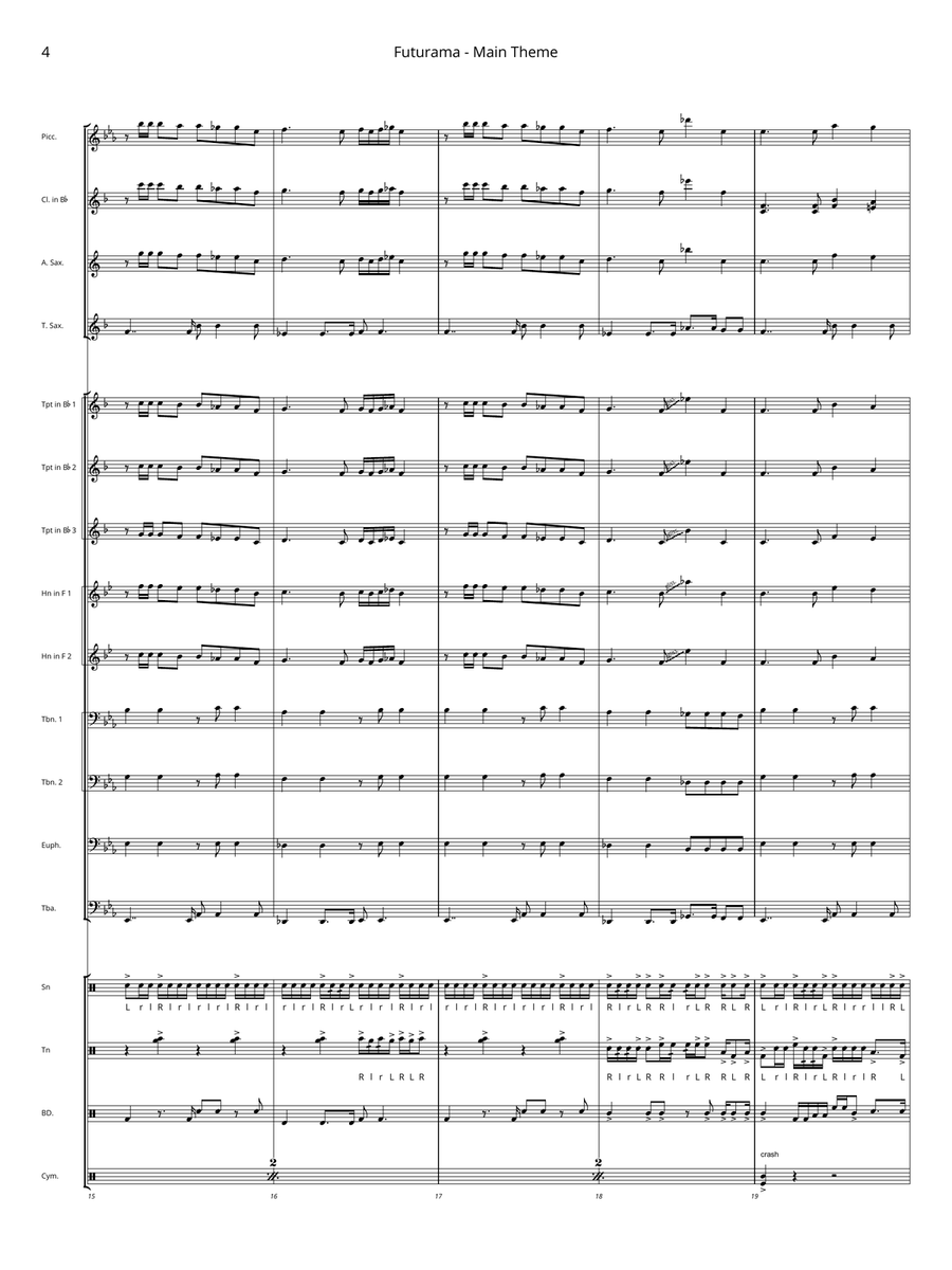 Futurama Theme Marching Band scores gallery preview page 4