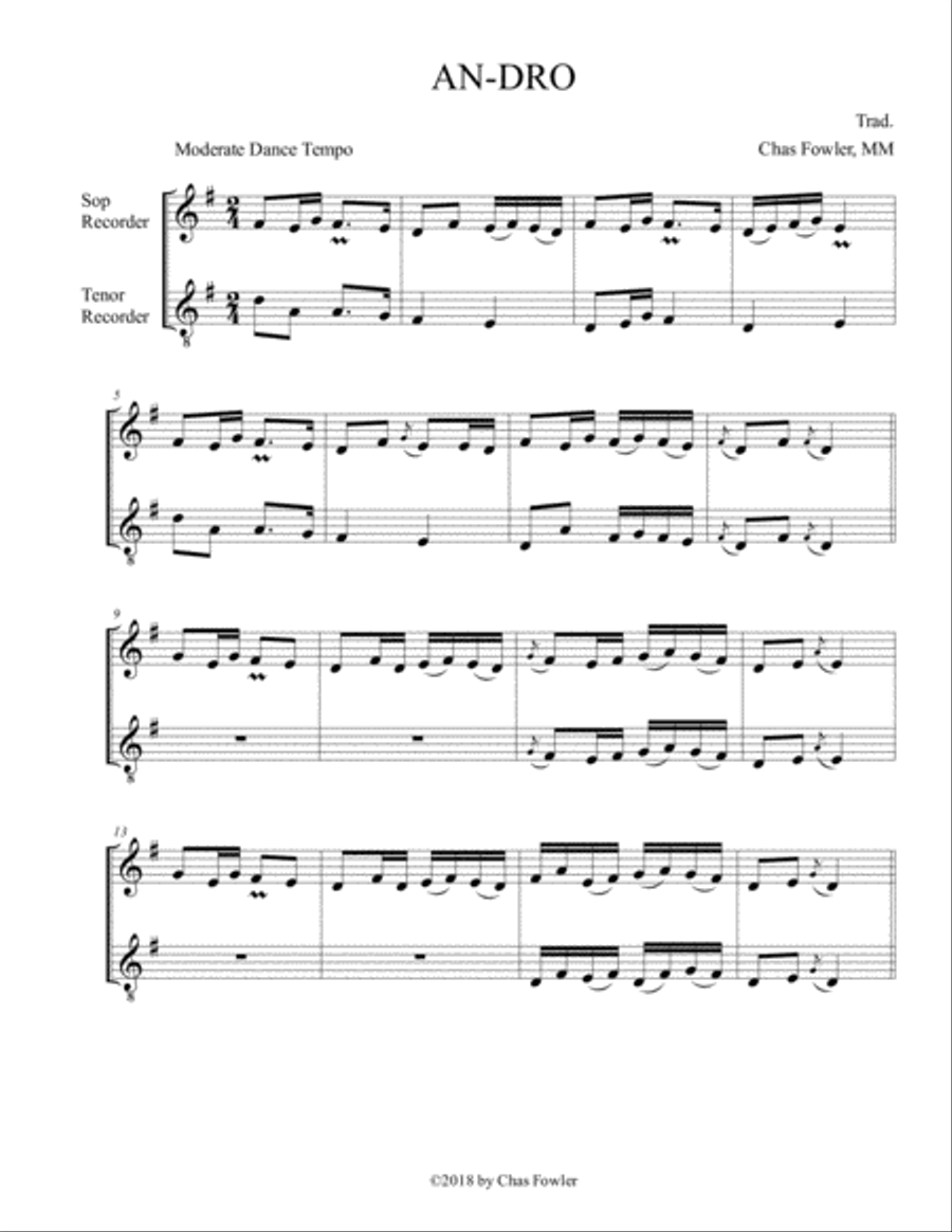 An Dro Woodwind Duet scores gallery preview page 1