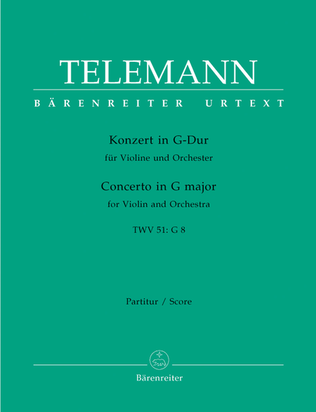 Book cover for Concerto for Violin and Orchestra in G major TWV 51:G8