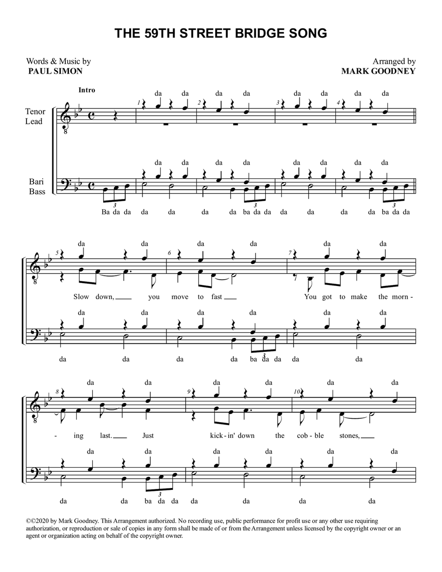 The 59th Street Bridge Song (feelin' Groovy) The 59th Street Bridge Song (feelin' Groovy) TTBB scores gallery preview page 2