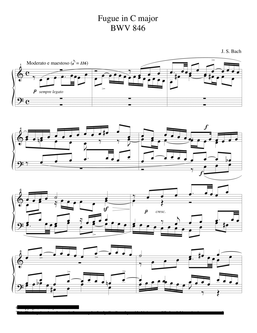 J.S.BACH - Fugue in C major BWV 846 - Piano