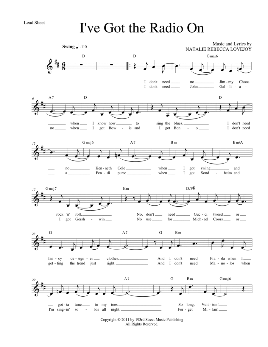 I've Got the Radio On I've Got the Radio On Alto Voice scores gallery preview page 1