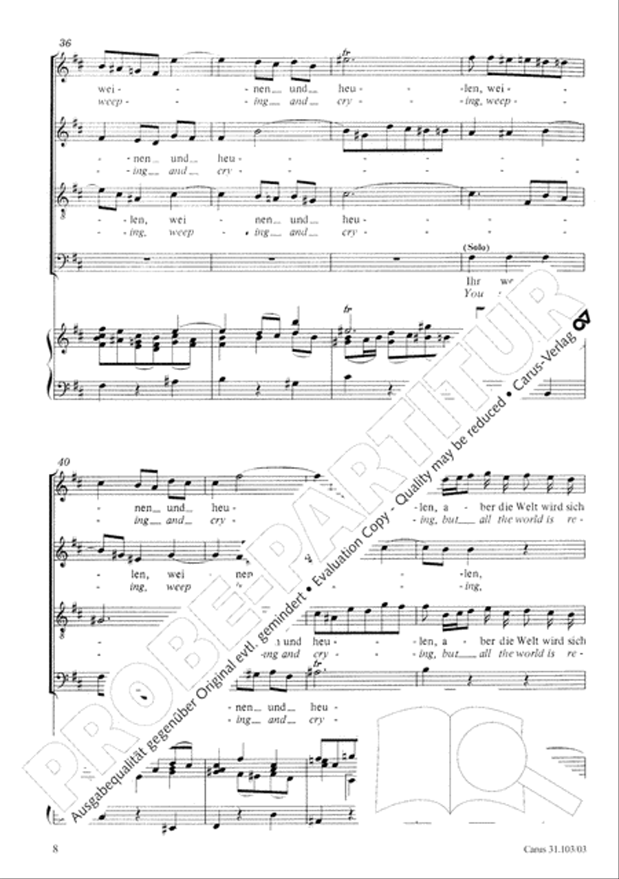 You shall be weeping and crying (Ihr werdet weinen und heulen) 4-Part scores gallery preview page 9